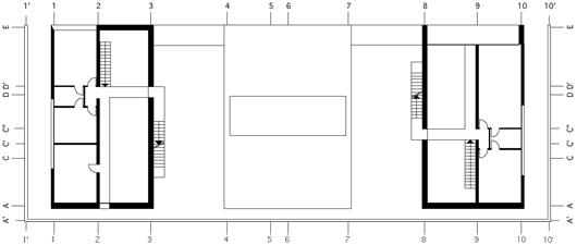 triple family house, upper floor plan